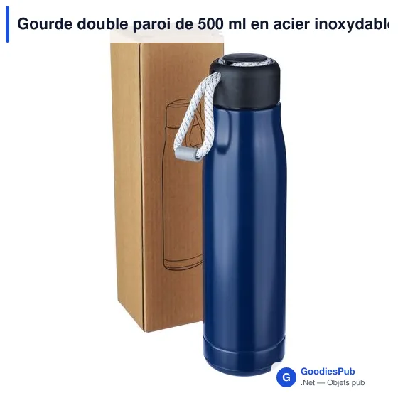 Gourde double paroi de 500 ml en acier inoxydable recyclé Solene - Image 11