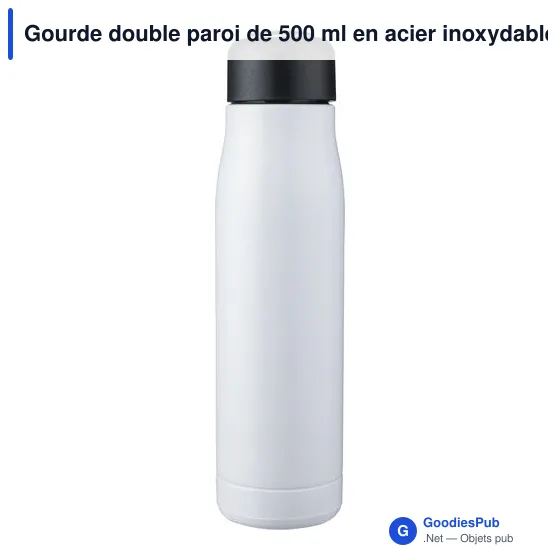 Gourde double paroi de 500 ml en acier inoxydable recyclé Solene - Image 12