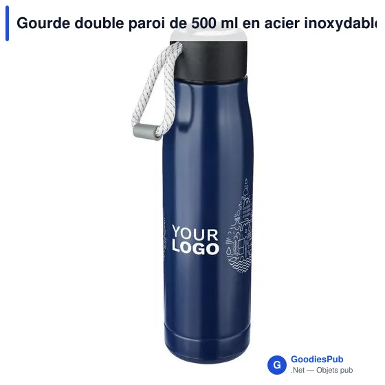 Gourde double paroi de 500 ml en acier inoxydable recyclé Solene - Image 3