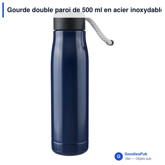 Gourde double paroi de 500 ml en acier inoxydable recyclé Solene - Image 4
