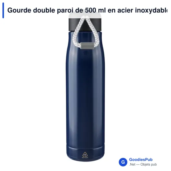 Gourde double paroi de 500 ml en acier inoxydable recyclé Solene - Image 5