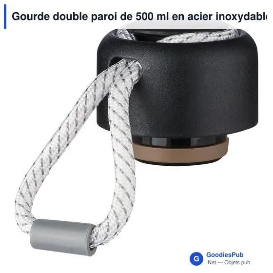 Gourde double paroi de 500 ml en acier inoxydable recyclé Solene - Image 7