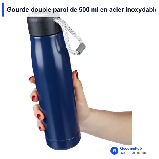 Gourde double paroi de 500 ml en acier inoxydable recyclé Solene - Image 8