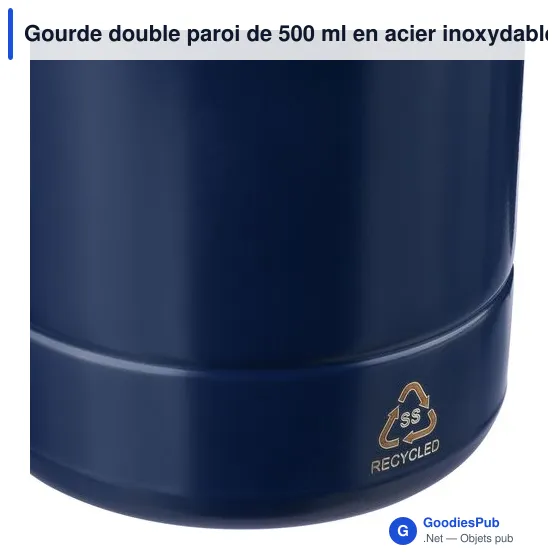 Gourde double paroi de 500 ml en acier inoxydable recyclé Solene - Image 9