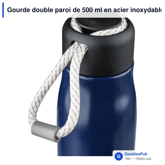 Gourde double paroi de 500 ml en acier inoxydable recyclé Solene - Image 10