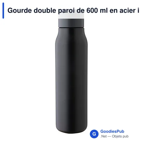Gourde double paroi de 600 ml en acier inoxydable recyclé Cassian