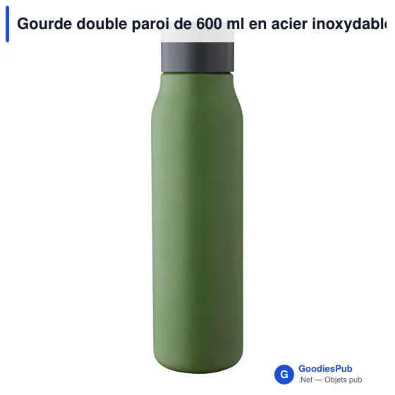 Gourde double paroi de 600 ml en acier inoxydable recyclé Cassian - Image 11