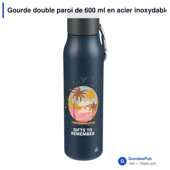 Gourde double paroi de 600 ml en acier inoxydable recyclé Cassian - Image 12