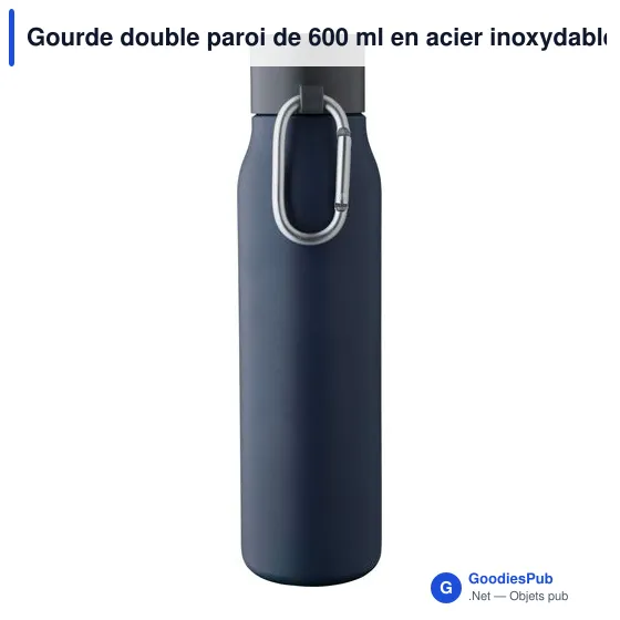 Gourde double paroi de 600 ml en acier inoxydable recyclé Cassian - Image 4