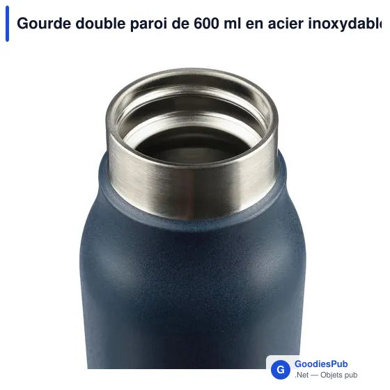 Gourde double paroi de 600 ml en acier inoxydable recyclé Cassian - Image 7