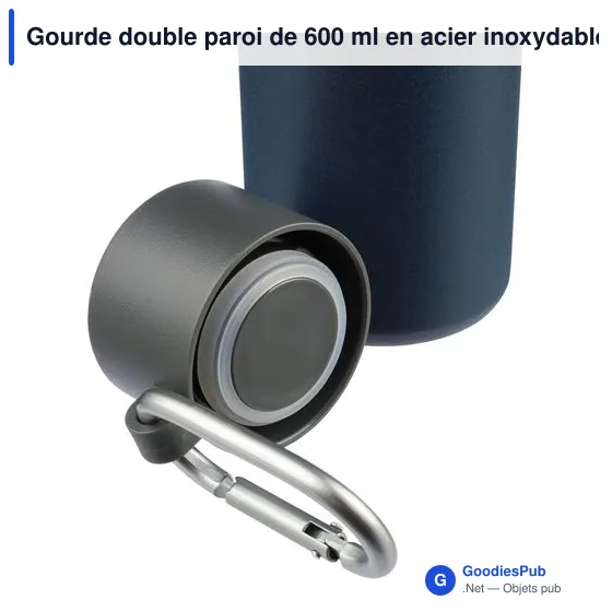 Gourde double paroi de 600 ml en acier inoxydable recyclé Cassian - Image 8