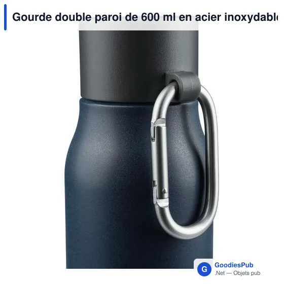 Gourde double paroi de 600 ml en acier inoxydable recyclé Cassian - Image 9