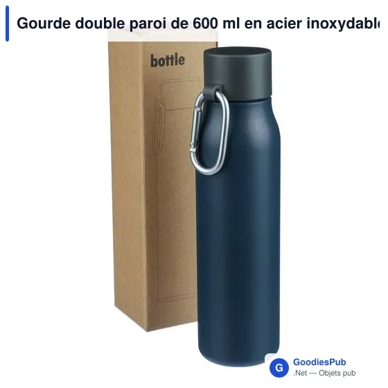 Gourde double paroi de 600 ml en acier inoxydable recyclé Cassian - Image 10