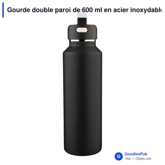 Gourde double paroi de 600 ml en acier inoxydable recyclé Mace - Image 1