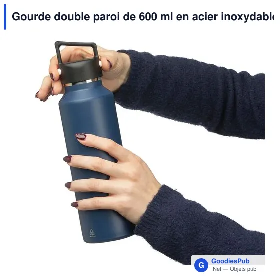 Gourde double paroi de 600 ml en acier inoxydable recyclé Mace - Image 13