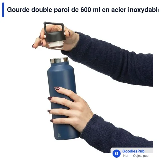 Gourde double paroi de 600 ml en acier inoxydable recyclé Mace - Image 15