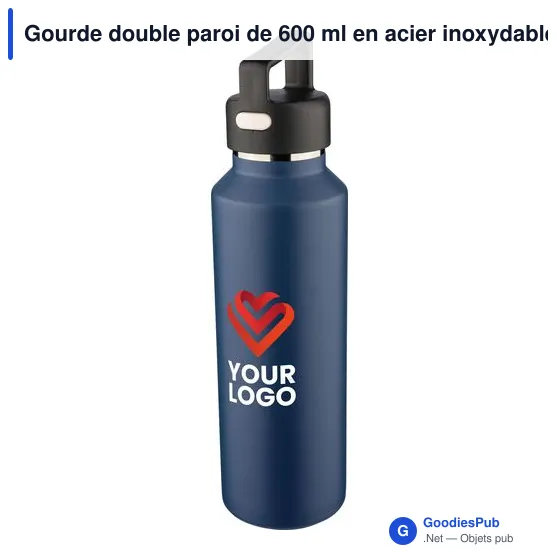 Gourde double paroi de 600 ml en acier inoxydable recyclé Mace - Image 18