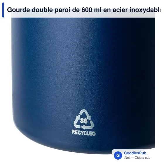 Gourde double paroi de 600 ml en acier inoxydable recyclé Mace - Image 24