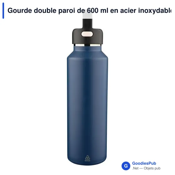 Gourde double paroi de 600 ml en acier inoxydable recyclé Mace - Image 5