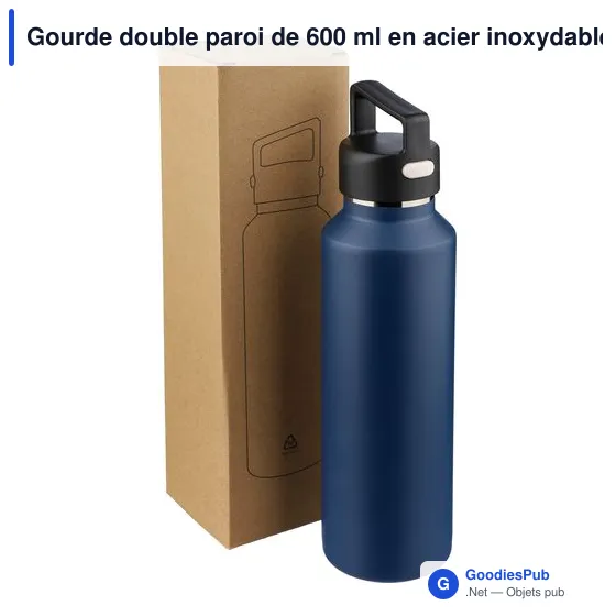 Gourde double paroi de 600 ml en acier inoxydable recyclé Mace - Image 8