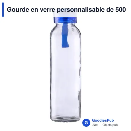 Gourde en verre personnalisable de 500 ml avec logo - Anouk