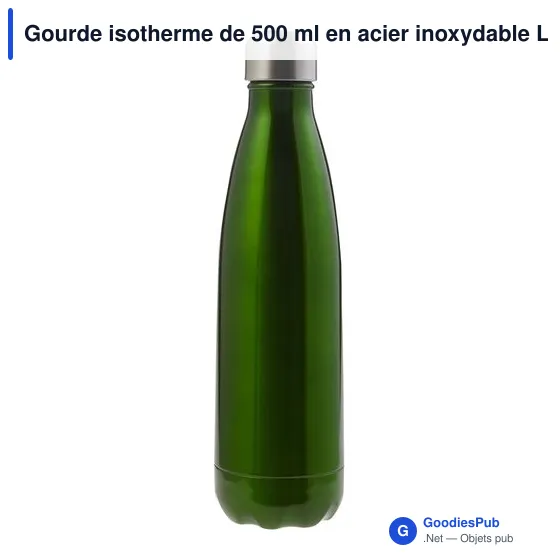 Gourde isotherme personnalisable 500 ml en acier inoxydable Lombokavec logo - Image 1