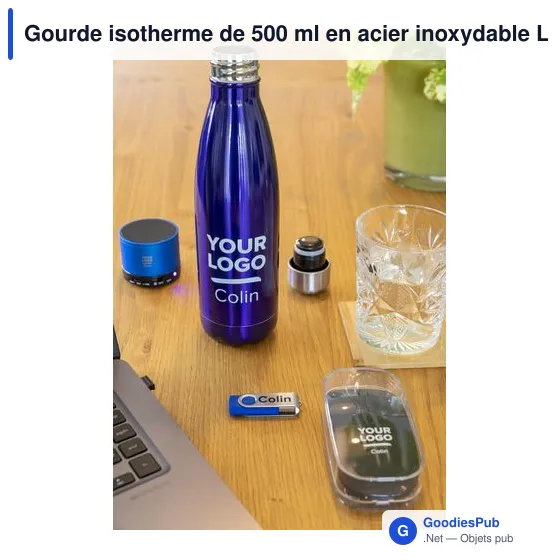Gourde isotherme personnalisable 500 ml en acier inoxydable Lombokavec logo - Image 11