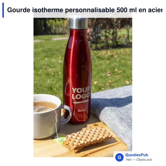 Gourde isotherme personnalisable 500 ml en acier inoxydable Lombokavec logo - Image 12