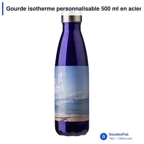 Gourde isotherme personnalisable 500 ml en acier inoxydable Lombokavec logo - Image 3