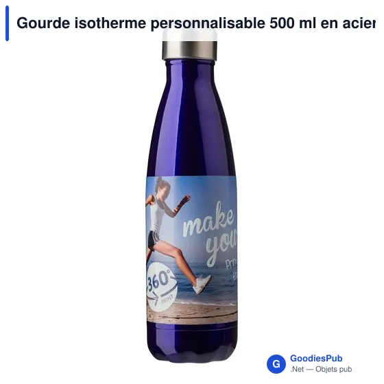 Gourde isotherme personnalisable 500 ml en acier inoxydable Lombokavec logo - Image 4