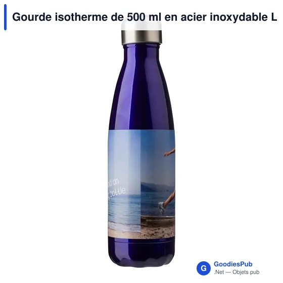 Gourde isotherme personnalisable 500 ml en acier inoxydable Lombokavec logo - Image 5