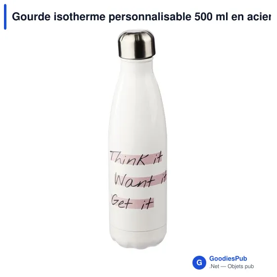 Gourde isotherme personnalisable 500 ml en acier inoxydable Lombokavec logo - Image 7