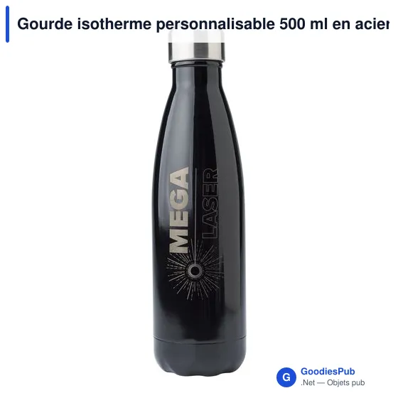 Gourde isotherme personnalisable 500 ml en acier inoxydable Lombokavec logo - Image 8