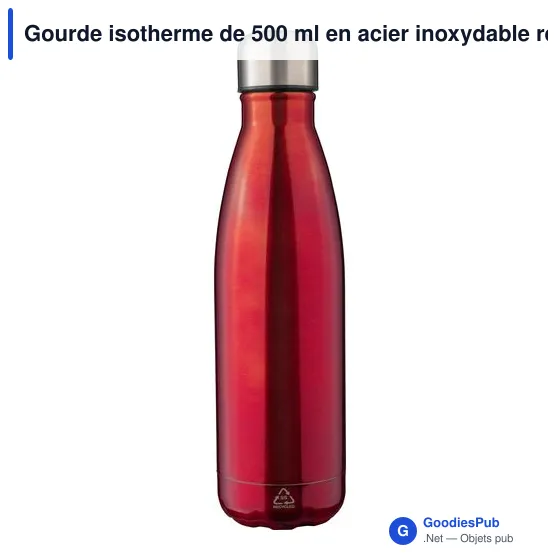 Gourde isotherme de 500 ml en acier inoxydable recyclé Lombok - Image 2