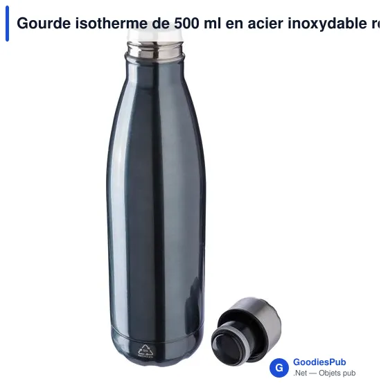 Gourde isotherme de 500 ml en acier inoxydable recyclé Lombok - Image 4