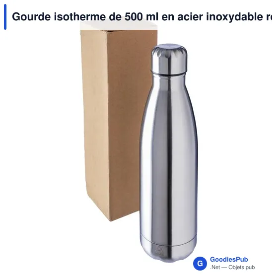 Gourde isotherme de 500 ml en acier inoxydable recyclé Lombok - Image 7