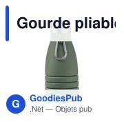 Gourde pliable personnalisable en silicone Erin avec logo - Miniature 1