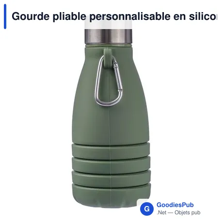 Gourde pliable personnalisable en silicone Erin avec logo