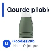 Gourde pliable personnalisable en silicone Erin avec logo - Miniature 2