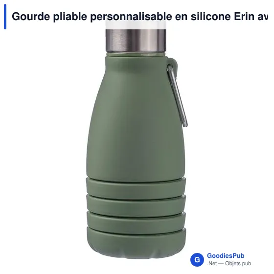Gourde pliable personnalisable en silicone Erin avec logo - Image 2
