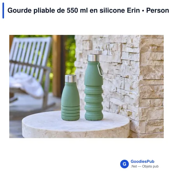 Gourde pliable personnalisable en silicone Erin avec logo - Image 11