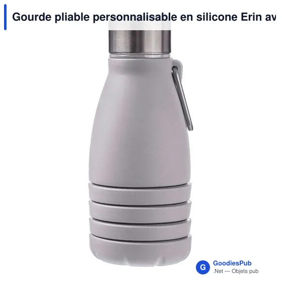 Gourde pliable personnalisable en silicone Erin avec logo - Image 12