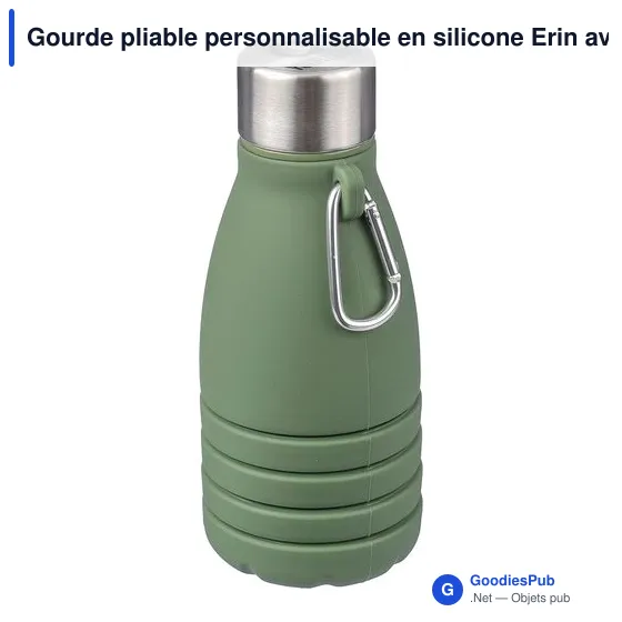 Gourde pliable personnalisable en silicone Erin avec logo - Image 4