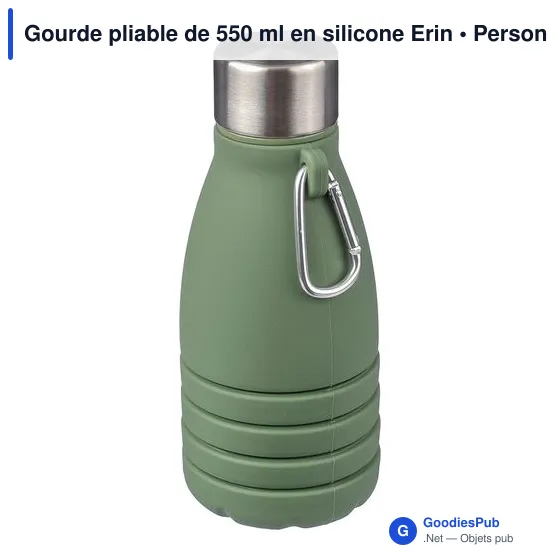 Gourde pliable personnalisable en silicone Erin avec logo - Image 5