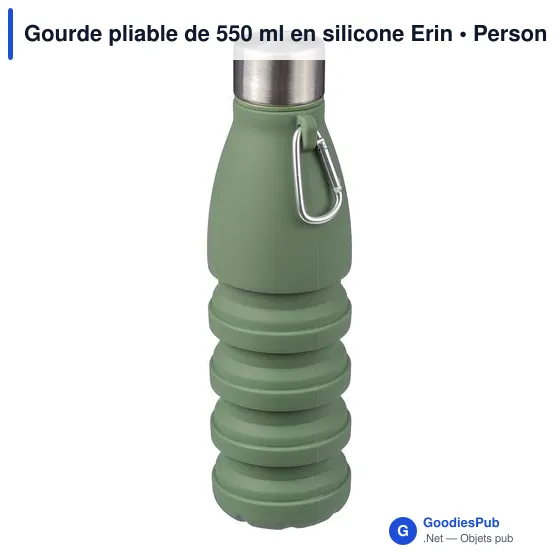 Gourde pliable personnalisable en silicone Erin avec logo - Image 6