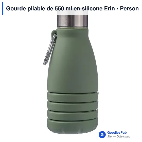 Gourde pliable personnalisable en silicone Erin avec logo - Image 7