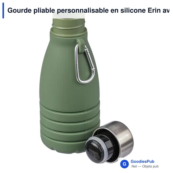 Gourde pliable personnalisable en silicone Erin avec logo - Image 8