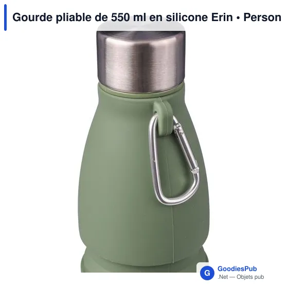 Gourde pliable personnalisable en silicone Erin avec logo - Image 9