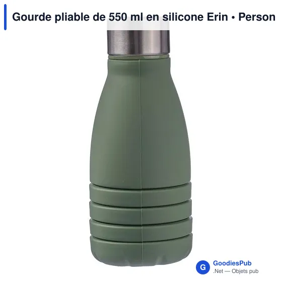 Gourde pliable personnalisable en silicone Erin avec logo - Image 10