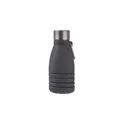 Variante noir - Gourde pliable personnalisable en silicone Erin avec logo